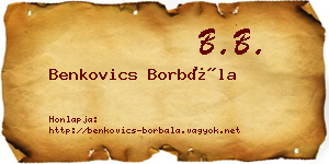 Benkovics Borbála névjegykártya